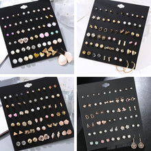 Load image into Gallery viewer, 30Pairs/set Classic Mix Round Ball Bow Elephant Heart Flower Owl Love Pearl Bead Stud Earrings Sets For Women Girl Gifts Jewelry

