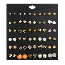 Load image into Gallery viewer, 30Pairs/set Classic Mix Round Ball Bow Elephant Heart Flower Owl Love Pearl Bead Stud Earrings Sets For Women Girl Gifts Jewelry
