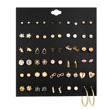 Load image into Gallery viewer, 30Pairs/set Classic Mix Round Ball Bow Elephant Heart Flower Owl Love Pearl Bead Stud Earrings Sets For Women Girl Gifts Jewelry
