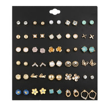 Load image into Gallery viewer, 30Pairs/set Classic Mix Round Ball Bow Elephant Heart Flower Owl Love Pearl Bead Stud Earrings Sets For Women Girl Gifts Jewelry
