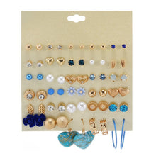 Load image into Gallery viewer, 30Pairs/set Classic Mix Round Ball Bow Elephant Heart Flower Owl Love Pearl Bead Stud Earrings Sets For Women Girl Gifts Jewelry
