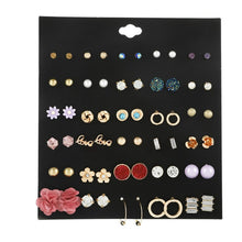 Load image into Gallery viewer, 30Pairs/set Classic Mix Round Ball Bow Elephant Heart Flower Owl Love Pearl Bead Stud Earrings Sets For Women Girl Gifts Jewelry
