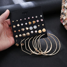 Load image into Gallery viewer, 30Pairs/set Classic Mix Round Ball Bow Elephant Heart Flower Owl Love Pearl Bead Stud Earrings Sets For Women Girl Gifts Jewelry

