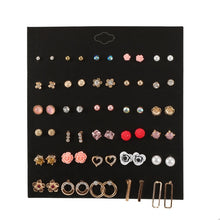 Load image into Gallery viewer, 30Pairs/set Classic Mix Round Ball Bow Elephant Heart Flower Owl Love Pearl Bead Stud Earrings Sets For Women Girl Gifts Jewelry
