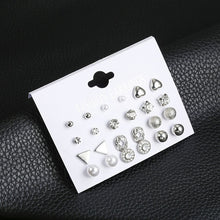 Load image into Gallery viewer, Hot Sell  Women Square Crystal Heart Drop Dangle Earrings for Women Piercing Simulated Pearl Flower Earrings
