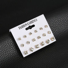Load image into Gallery viewer, Hot Sell  Women Square Crystal Heart Drop Dangle Earrings for Women Piercing Simulated Pearl Flower Earrings
