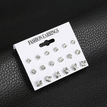 Load image into Gallery viewer, Hot Sell  Women Square Crystal Heart Drop Dangle Earrings for Women Piercing Simulated Pearl Flower Earrings
