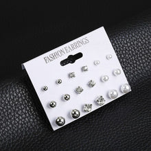 Load image into Gallery viewer, Hot Sell  Women Square Crystal Heart Drop Dangle Earrings for Women Piercing Simulated Pearl Flower Earrings
