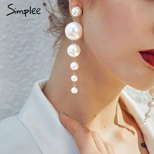 Load image into Gallery viewer, Simplee Fine jewelry pearl drop earrings Women jewelry fashion bijoux accessories Party chic pendant earrings female accessories
