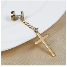 Load image into Gallery viewer, SexeMara 1 Piece Punk Gothic Stainless Steel Stud Earring Cross Round Fake Ear Taper Dumbbell Fashion Women Men Rock Jewelry
