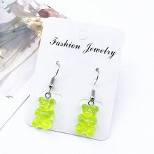 Load image into Gallery viewer, New Arrival Handmade Gummy Bear Earrings For Women Girl Funny Colorful Transparent Cartoon Bear Drop Earring brincos Jewelry
