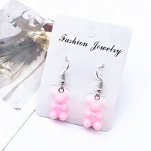 Load image into Gallery viewer, New Arrival Handmade Gummy Bear Earrings For Women Girl Funny Colorful Transparent Cartoon Bear Drop Earring brincos Jewelry
