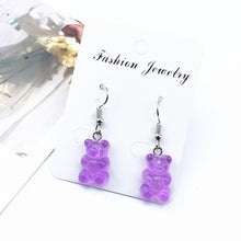 Load image into Gallery viewer, New Arrival Handmade Gummy Bear Earrings For Women Girl Funny Colorful Transparent Cartoon Bear Drop Earring brincos Jewelry
