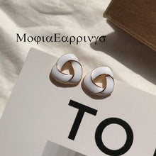 Load image into Gallery viewer, HUANZHI 2019 White Geometric Round Square Irregular Hollow Pearlescent Starry Sky Calla Lily Enamel Earrings for Women Girls
