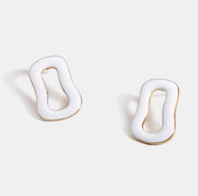 Load image into Gallery viewer, HUANZHI 2019 White Geometric Round Square Irregular Hollow Pearlescent Starry Sky Calla Lily Enamel Earrings for Women Girls
