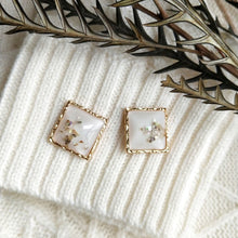Load image into Gallery viewer, HUANZHI 2019 White Geometric Round Square Irregular Hollow Pearlescent Starry Sky Calla Lily Enamel Earrings for Women Girls
