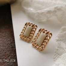 Load image into Gallery viewer, HUANZHI 2019 White Geometric Round Square Irregular Hollow Pearlescent Starry Sky Calla Lily Enamel Earrings for Women Girls

