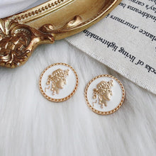 Load image into Gallery viewer, HUANZHI 2019 White Geometric Round Square Irregular Hollow Pearlescent Starry Sky Calla Lily Enamel Earrings for Women Girls
