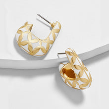 Load image into Gallery viewer, HUANZHI 2019 White Geometric Round Square Irregular Hollow Pearlescent Starry Sky Calla Lily Enamel Earrings for Women Girls
