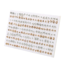 Load image into Gallery viewer, 100Pair/lot Multi-style Colorful Fruit Flower Geometric Crystal Stud Earrings Set For Women Girls Plastic Earrings Jewelry Gifts

