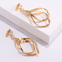 Load image into Gallery viewer, Simple fashion gold color Silver plated geometric big round Clip earrings for women fashion big hollow Ear clip jewelry
