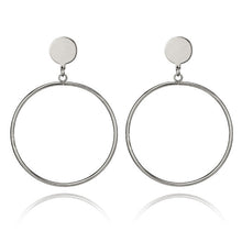 Load image into Gallery viewer, Simple fashion gold color Silver plated geometric big round Clip earrings for women fashion big hollow Ear clip jewelry
