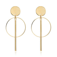 Load image into Gallery viewer, Simple fashion gold color Silver plated geometric big round Clip earrings for women fashion big hollow Ear clip jewelry
