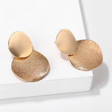 Load image into Gallery viewer, Simple fashion gold color Silver plated geometric big round Clip earrings for women fashion big hollow Ear clip jewelry
