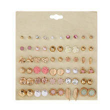 Load image into Gallery viewer, 30Pairs/set Classic Mix Round Ball Bow Elephant Heart Flower Owl Love Pearl Bead Stud Earrings Sets For Women Girl Gifts Jewelry
