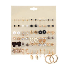 Load image into Gallery viewer, 30Pairs/set Classic Mix Round Ball Bow Elephant Heart Flower Owl Love Pearl Bead Stud Earrings Sets For Women Girl Gifts Jewelry
