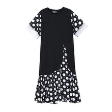 Load image into Gallery viewer, [EAM] Women Black Dot Printed Mesh Ruffles Midi Dress New Round Neck Short Sleeve Loose Fit Fashion Spring Summer 2020 1U128
