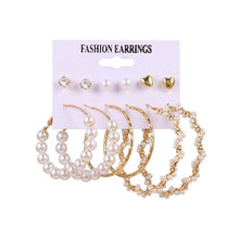Load image into Gallery viewer, FNIO Women's Earrings Set Pearl Earrings For Women Bohemian Fashion Jewelry 2020 Geometric Crystal Heart Stud Earrings
