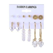 Load image into Gallery viewer, FNIO Women's Earrings Set Pearl Earrings For Women Bohemian Fashion Jewelry 2020 Geometric Crystal Heart Stud Earrings
