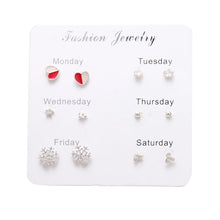 Load image into Gallery viewer, FNIO Women's Earrings Set Pearl Earrings For Women Bohemian Fashion Jewelry 2020 Geometric Crystal Heart Stud Earrings
