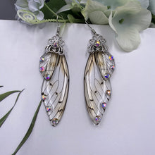 Load image into Gallery viewer, New Handmade Fairy Simulation Wing Earrings Insect Butterfly Wing Drop Earrings Foil Rhinestone Earrings Romantic Bridal Jewelry
