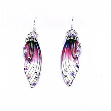 Load image into Gallery viewer, New Handmade Fairy Simulation Wing Earrings Insect Butterfly Wing Drop Earrings Foil Rhinestone Earrings Romantic Bridal Jewelry
