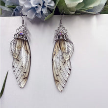 Load image into Gallery viewer, New Handmade Fairy Simulation Wing Earrings Insect Butterfly Wing Drop Earrings Foil Rhinestone Earrings Romantic Bridal Jewelry
