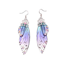 Load image into Gallery viewer, New Handmade Fairy Simulation Wing Earrings Insect Butterfly Wing Drop Earrings Foil Rhinestone Earrings Romantic Bridal Jewelry
