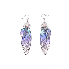 Load image into Gallery viewer, New Handmade Fairy Simulation Wing Earrings Insect Butterfly Wing Drop Earrings Foil Rhinestone Earrings Romantic Bridal Jewelry
