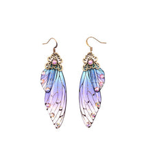 Load image into Gallery viewer, New Handmade Fairy Simulation Wing Earrings Insect Butterfly Wing Drop Earrings Foil Rhinestone Earrings Romantic Bridal Jewelry

