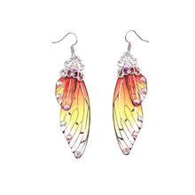 Load image into Gallery viewer, New Handmade Fairy Simulation Wing Earrings Insect Butterfly Wing Drop Earrings Foil Rhinestone Earrings Romantic Bridal Jewelry
