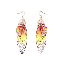 Load image into Gallery viewer, New Handmade Fairy Simulation Wing Earrings Insect Butterfly Wing Drop Earrings Foil Rhinestone Earrings Romantic Bridal Jewelry
