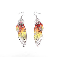 Load image into Gallery viewer, New Handmade Fairy Simulation Wing Earrings Insect Butterfly Wing Drop Earrings Foil Rhinestone Earrings Romantic Bridal Jewelry

