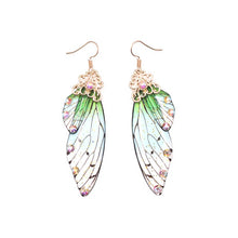 Load image into Gallery viewer, New Handmade Fairy Simulation Wing Earrings Insect Butterfly Wing Drop Earrings Foil Rhinestone Earrings Romantic Bridal Jewelry
