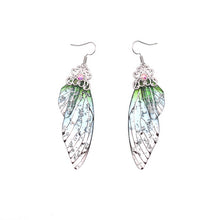 Load image into Gallery viewer, New Handmade Fairy Simulation Wing Earrings Insect Butterfly Wing Drop Earrings Foil Rhinestone Earrings Romantic Bridal Jewelry
