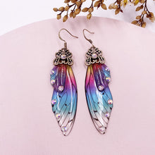 Load image into Gallery viewer, New Handmade Fairy Simulation Wing Earrings Insect Butterfly Wing Drop Earrings Foil Rhinestone Earrings Romantic Bridal Jewelry
