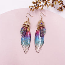 Load image into Gallery viewer, New Handmade Fairy Simulation Wing Earrings Insect Butterfly Wing Drop Earrings Foil Rhinestone Earrings Romantic Bridal Jewelry
