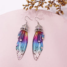Load image into Gallery viewer, New Handmade Fairy Simulation Wing Earrings Insect Butterfly Wing Drop Earrings Foil Rhinestone Earrings Romantic Bridal Jewelry
