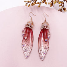 Load image into Gallery viewer, New Handmade Fairy Simulation Wing Earrings Insect Butterfly Wing Drop Earrings Foil Rhinestone Earrings Romantic Bridal Jewelry
