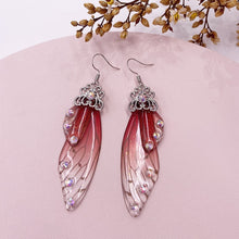 Load image into Gallery viewer, New Handmade Fairy Simulation Wing Earrings Insect Butterfly Wing Drop Earrings Foil Rhinestone Earrings Romantic Bridal Jewelry
